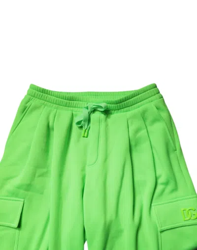 Dolce & Gabbana Neon Green Polyester Cargo Jogger Sweatmen's Men's Pants