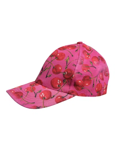 Pre-owned Dolce & Gabbana Pink Cherry Print Cotton Baseball Women's Cap ()