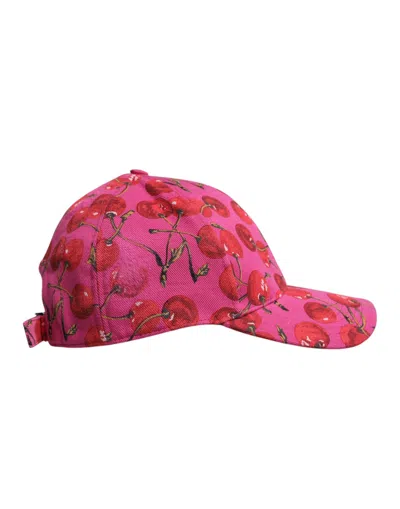 Pre-owned Dolce & Gabbana Pink Cherry Print Cotton Baseball Women's Cap ()