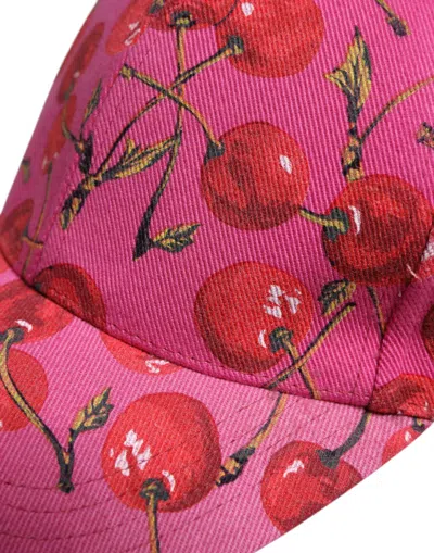 Pre-owned Dolce & Gabbana Pink Cherry Print Cotton Baseball Women's Cap ()