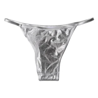 Dolce & Gabbana Silver Polyester Beachwear Bikini Bottom Women's Swimwear