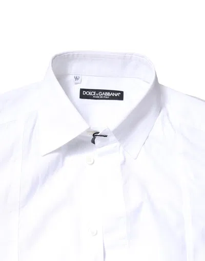 Dolce & Gabbana White Gold Cotton Long Sleeves Men Formal Shirt In White
