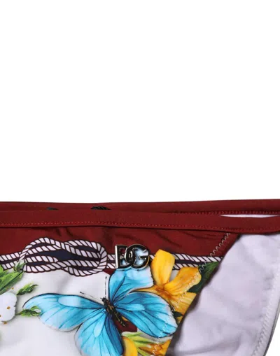 Dolce & Gabbana White Floral Print Swimsuit Bikini Bottom Women's Swimwear In White