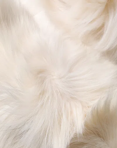 Dolce & Gabbana White Fox Fur Neck Wrap Warmer Winter Women's Scarf