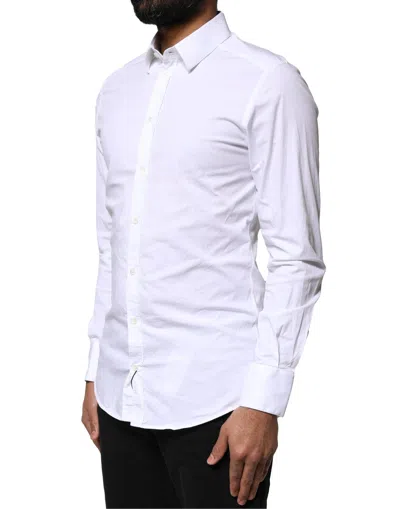 Pre-owned Dolce & Gabbana White Gold Cotton Long Sleeves Dress Men's Shirt ()