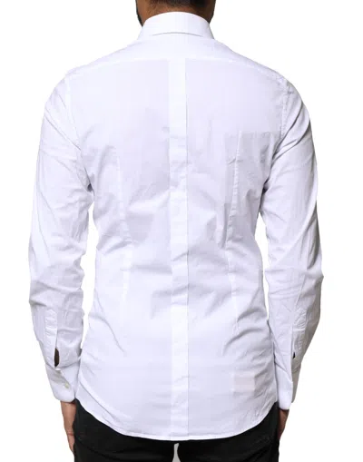 Pre-owned Dolce & Gabbana White Gold Cotton Long Sleeves Dress Men's Shirt ()