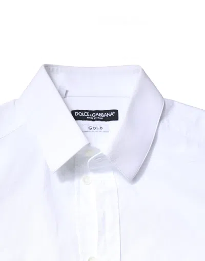 Pre-owned Dolce & Gabbana White Gold Cotton Long Sleeves Dress Men's Shirt ()
