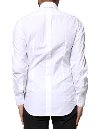 Pre-owned Dolce & Gabbana White Gold Cotton Long Sleeves Men Dress Men's Shirt ()