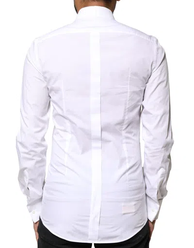 Pre-owned Dolce & Gabbana White Gold Cotton Poplin Bib Formal Men Dress Men's Shirt ()