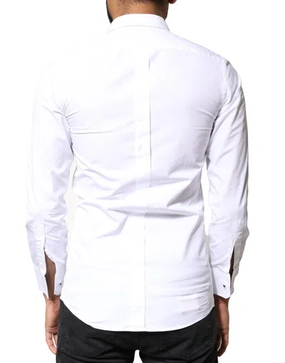 Pre-owned Dolce & Gabbana White Gold Cotton Poplin Bib Men Dress Men's Shirt ()