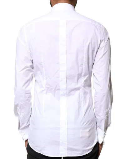 Pre-owned Dolce & Gabbana White Gold Cottonpoplin Bib Formal Dress Men's Shirt ()