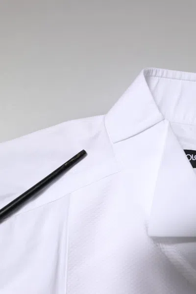 Pre-owned Dolce & Gabbana White Gold Cottonpoplin Bib Formal Dress Men's Shirt ()