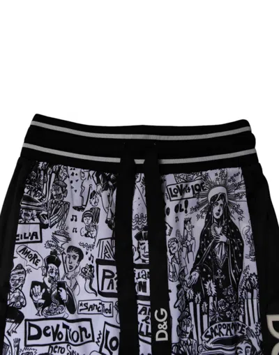 Dolce & Gabbana White Graffiti Polyester Jogger Men Sweatmen's Men's Pants