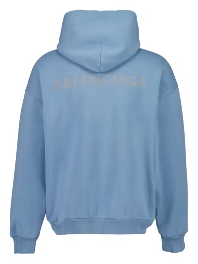 Balenciaga Logo-print Hoodie In Gray