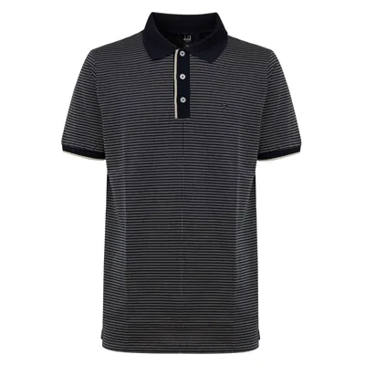 Dunhill Blue Navy Cotton Polo With Jacquard Print