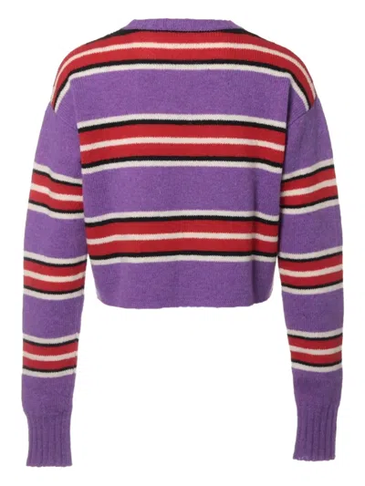 Pre-owned Miu Miu 2019 Striped Sweater In Purple