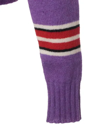 Pre-owned Miu Miu 2019 Striped Sweater In Purple