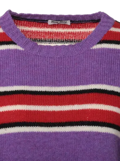 Pre-owned Miu Miu 2019 Striped Sweater In Purple
