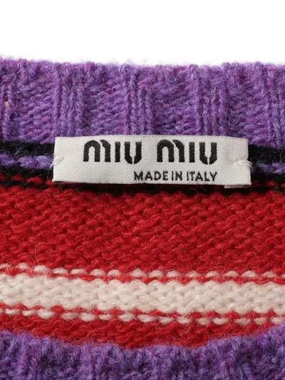 Pre-owned Miu Miu 2019 Striped Sweater In Purple