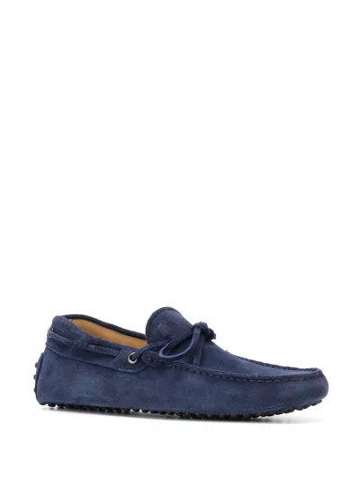 Tod's Nubuck Morbidone Loafer Shoes In Blue