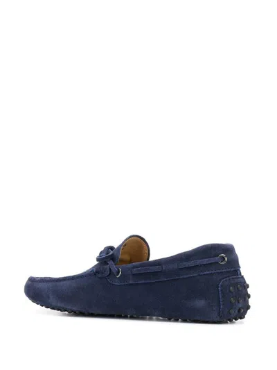 Tod's Nubuck Morbidone Loafer Shoes In Blue