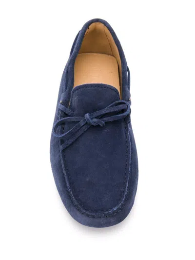 Tod's Nubuck Morbidone Loafer Shoes In Blue