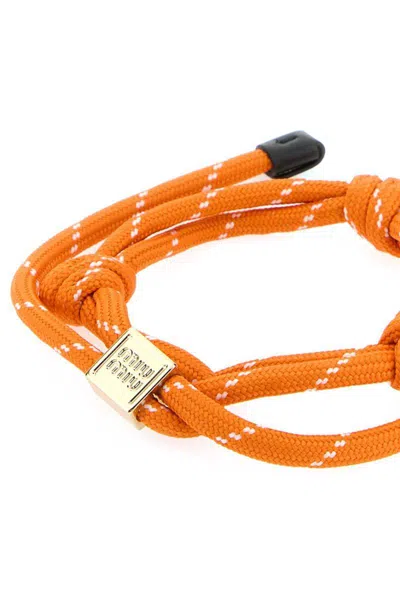 Miu Miu Women Orange Fabric Bracelet In Orange