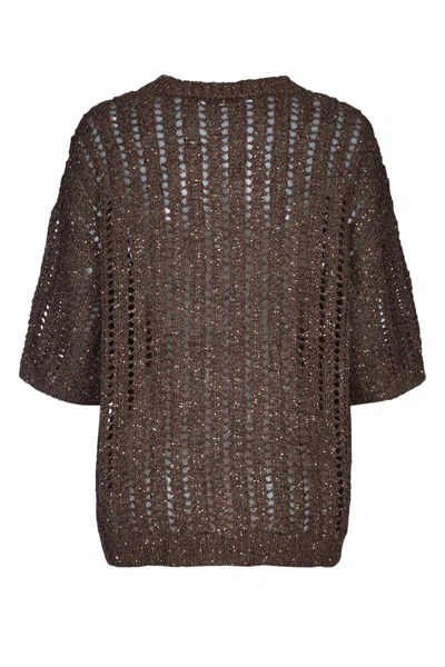 Brunello Cucinelli Rustic Duzzling Net Jersey Sweater