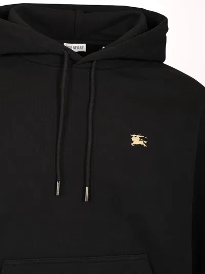 Burberry Men Black Sweatshirt With Ekd Embroidery On The Front And Logo Print On The Rear In Cotton