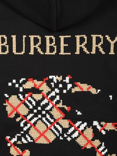 Burberry Men Black Sweatshirt With Ekd Embroidery On The Front And Logo Print On The Rear In Cotton