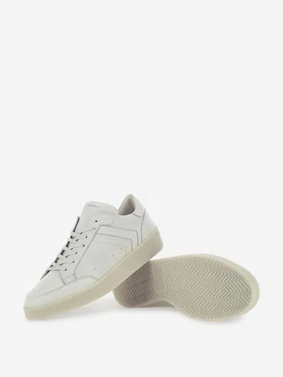 Canali Refined Sheep Skin Sneakers With Minimalist Aesthetic In White