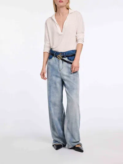 Dorothee Schumacher Hemp Longsleeve Polo Shirt With Ribbed Knit Collar