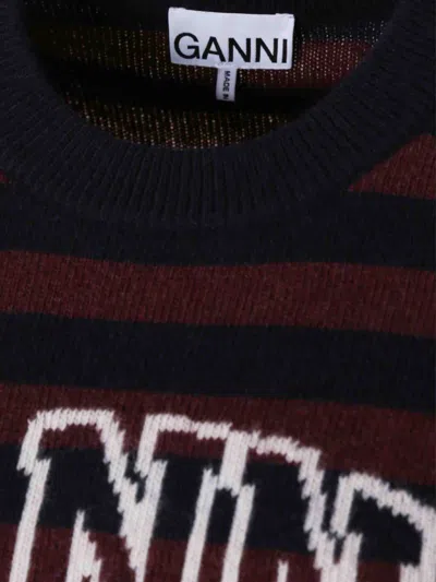 Ganni Graphic Wool Mix Poodle Stripe Sweaters And Cardigans Multicolor In Multi