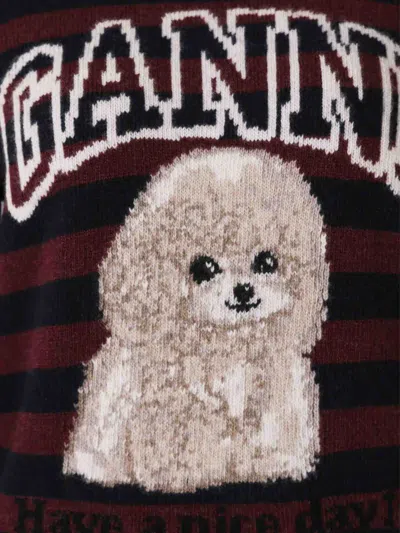 Ganni Graphic Wool Mix Poodle Stripe Sweaters And Cardigans Multicolor In Multi
