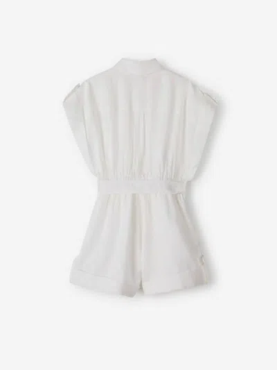 Zimmermann Rhiannon Cuffed Linen Playsuit In White