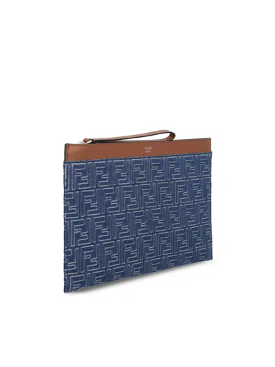 Fendi Ff Jacquard Denim Clutch