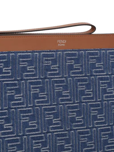 Fendi Ff Jacquard Denim Clutch