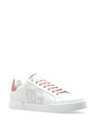 Dolce & Gabbana Women Portofino Leather Sneakers In Multi