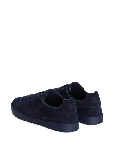 Dolce & Gabbana Round Toe Suede Finish Rubber Sole Sneakers In Blue