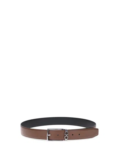 Ferragamo Brown Reversible Belt With Gancini Buckle In Leather Man