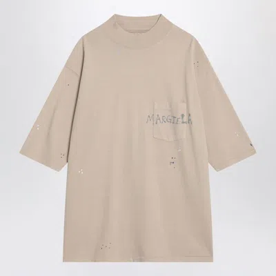 Maison Margiela Blush Beige T-shirt With Graffiti Logo