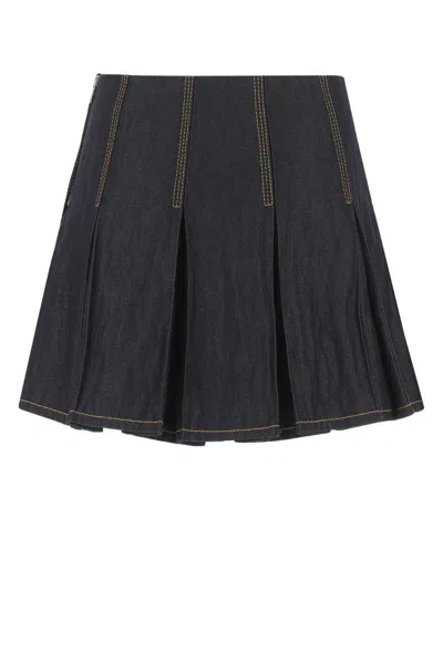 Bottega Veneta Dark Blue Denim Mini Skirt