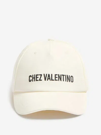 Valentino Garavani Ivory Cotton Baseball Cap With Adjustable Embroidered Logo