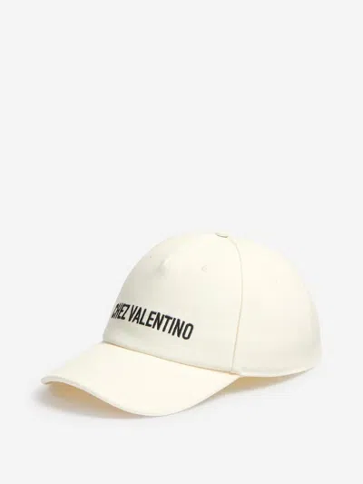 Valentino Garavani Ivory Cotton Baseball Cap With Adjustable Embroidered Logo
