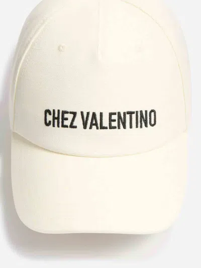 Valentino Garavani Ivory Cotton Baseball Cap With Adjustable Embroidered Logo