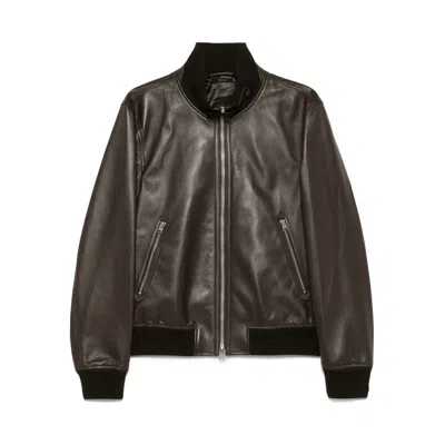 Tom Ford Zip-up Nappa Leather Bomber Jacket In Brown