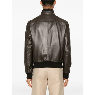 Tom Ford Zip-up Nappa Leather Bomber Jacket In Brown
