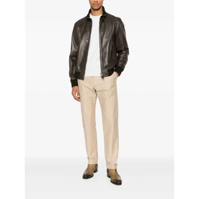 Tom Ford Zip-up Nappa Leather Bomber Jacket In Brown