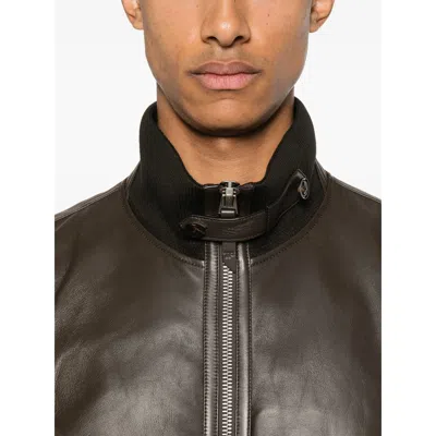 Tom Ford Zip-up Nappa Leather Bomber Jacket In Brown
