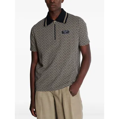 Balmain Labyrinth Polo Shirt With Jacquard Effect